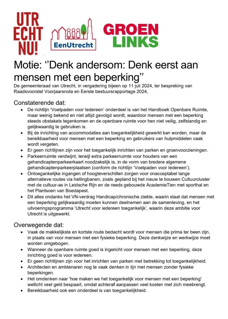 2024 motie denk eerst aan mensen met een beperking